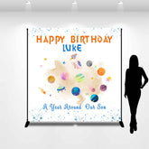 Lofaris Space Planets Rocket Custom Boy 1st Birthday Backdrop